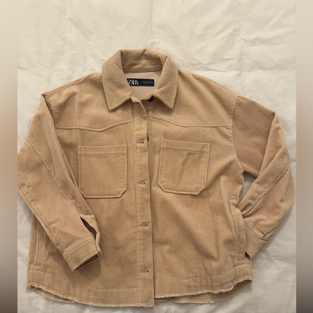Zara Beige Corduroy Utility Jacket